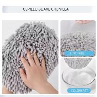 Cepillo de lavado de coche con mango largo, Mopa ,Fregona multiusos 2 en 1 microfibra chenilla, Guante de limpieza ,trapeador para coche ,polvo ,cristales ,con palo telescopico - details 3