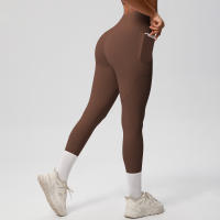 Mallas de beltada Alta para Mujer, pantalones de Yoga, Mallas con bolsillos, Push Up, ropa Deportiva para correr, pantalones de Color sólido - details 4