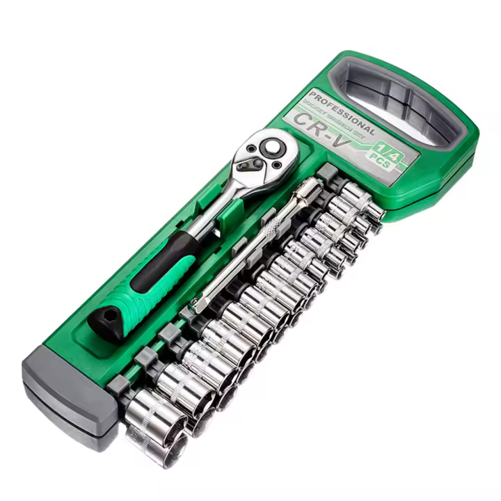 Juego De 15 Piezas De Llaves De Fijación Con Llave De 1/4 Y 24 Dientes Incluye Varilla De Extensión De 100MM Y Llave Corta Para Reparación De Coches Herramienta Metalmecánica - 1