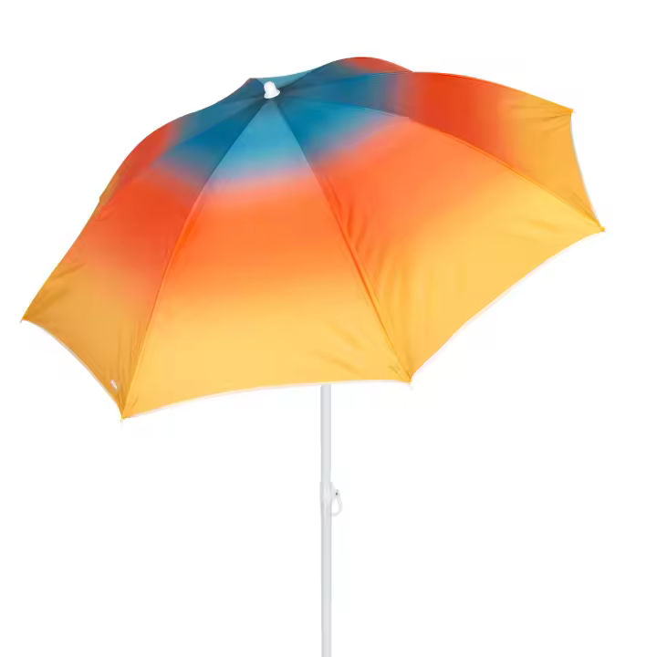 Aktive - Sombrilla de playa, protección UV50, mástil de acero inclinable y regulable, poliéster, 8 varillas, funda con asa, ligera y desmontable, estampado multicolor - 1