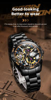 Reloj Mecánico Automático Para Hombre OUPINKE 3196 Acero Inoxidable Negro Luminoso Y Resistente Al Agua De 50M Con Esfera Skeleton Y Correa De Acero Inoxidable - details 14