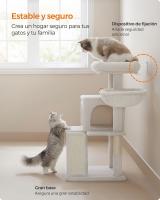 Árbol para Gatos Grandes con Vivienda, Rampa, Hamaca y Pompón - Disponible en Blanco Crema o Rosa Jalea - details 3