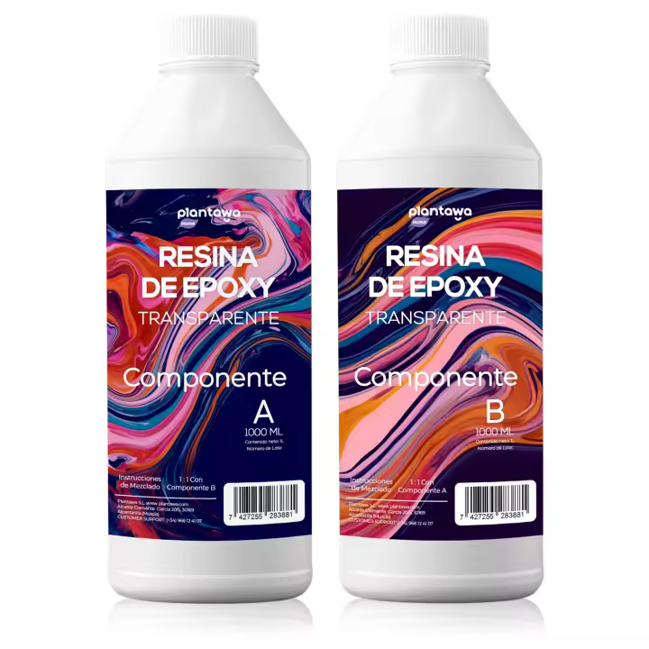 Plantawa Resina Epoxi Transparente 1,6kg  Resina + Endurecedor No Tóxicos para Creaciones Artísticas, Recubrimiento de Superficies y Joyería  Efecto Agua para Bricolaje - 1
