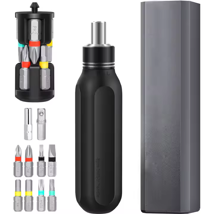 Juego De Destornilladores Precisos Con Mango Y Bit De Perforar Magnético 14/28 En 1 Multiusos Mini Ratcheting De Acero De Aluminio - 1