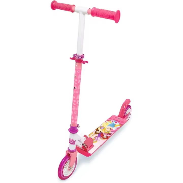 Smoby- Patinete Princesas Disney de 2 Ruedas- Patinete Metálico con Freno y Mecanismo Plegable, Manillar Ajustable en Altura, A Partir de 5 años (7600750376) - 1