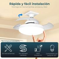 Lámpara Ventilador Karawan de Techo LED Blanco 40cm con Mando a Distancia, Aspas Retráctiles, 4 Velocidades, Luz Regulable y Funcionamiento Silencioso - details 3