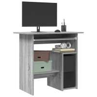 vidaXL Escritorio de madera contrachapada 80x45x74 cm en color Roble ahumado/Negro/Madera antigua y más | estructura resistente ideal para salón dormitorio o estudio - details 5