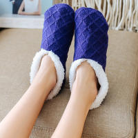 Calcetines De Piso Para Mujer En Color Sólido Talla Grande No Show Antideslizantes De Plush Coral Fleece Calientes Para Uso Doméstico - details 0