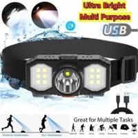 Linterna Frontal LED Potente Recargable Para Camping 3 Modos Impermeable IP65 Para Pesca Y Correr Luz LED Alta Potencia COB - details 1