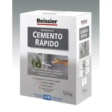 Cemento Gris Rápido Beissier Especial para Tapar Rápidamente Fugas y Juntas en caja de 1.5kg y de 6kg - 1