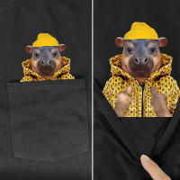 Camiseta De Algodón HX Con Diseño De Elefante Divertido Y Dedo Medio Doble Bolsillo Para Hombres Ropa Casual De Manga Corta - details 4