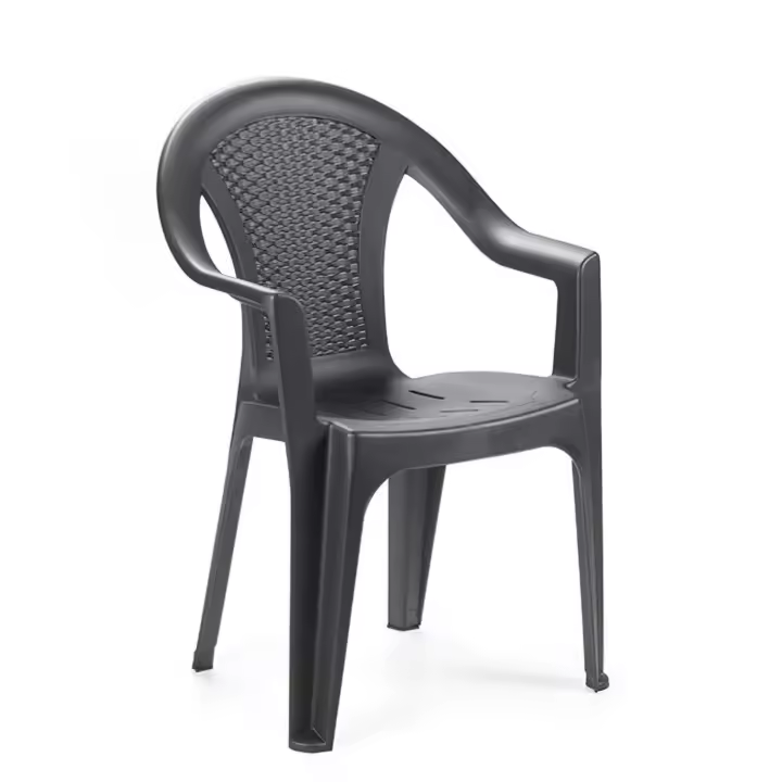 Ipae-Progarden Silla Resina Ratan Respaldo Bajo Antracita Ischia - Medidas 54x56x81 Cm - 1