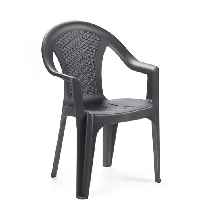 Ipae-Progarden Silla Resina Ratan Respaldo Bajo Antracita Ischia - Medidas 54x56x81 Cm - 1