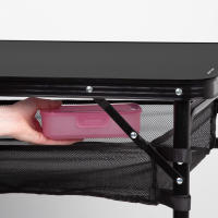 Aktive - Mesa plegable exterior, 120x60x60/70 cm, color negro, ajustable en altura, topes antideslizantes, asa de transporte, cierre de seguridad, incluye red auxiliar desmontable, peso soportado 30 kg, mesas de camping, playa y jardín - details 4
