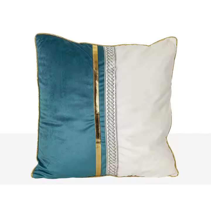 Cojin terciopelo blanco, plata azul 400 grms Terciopelo Blanco, azul 45x8x45cm. El mejor complemento para tu hogar. - 1