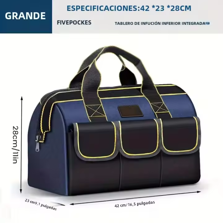 Bolsa De Herramientas Multifuncional De Tela Oxford Impermeable Y Resistente Al Desgaste Para Electricianos Gran Capacidad De Almacenamiento - 1