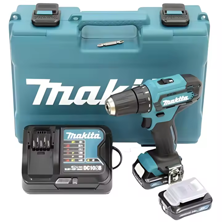 Taladro inalámbrico Makita DF333DSAE de 12 V como máximo/2,0 Ah, 2 baterías+cargador en funda de transporte, negro, azul - 1
