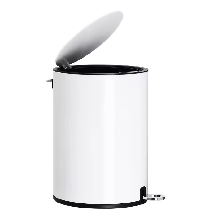 SONGMICS Papelera Baño, 3 litros, Cubo de Basura de Baño, con Tapa, Cierre Suave, con Pedal, Cubo Interior de Plástico Extraíble, para Baño, Oficina, Acero, Negro Tinta/Blanco Nube - 1