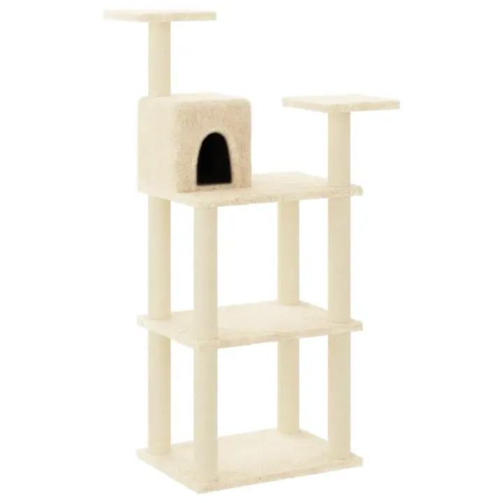 vidaXL Rascador para Gatos con Postes de Sisal 119 cm Mascotas Refugio Color Crema,  Gris claro,  Gris oscuro y mas - 1