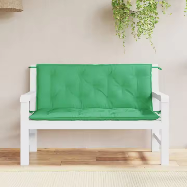 Zapatos de Banco de Jardín 2 UDS lienzo Oxford verde 120x50x7 cm - 1
