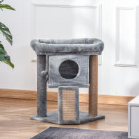 PawHut Árbol Rascador para Gatos Pequeños de 57 cm Torre para Gatos con Poste de Yute Rampa para Rascar Cama y Bola Colgante 40x40x57 cm - details 1