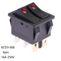 Interruptor Doble Rocker Con Luz ON/OFF 6Pines Botón De Poder Para Placa De Hornear Y Calentador Eléctrico 16A~250V AC Material Plástico - details 0