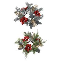 Anillo De Vela Navideño Guirnalda De Flores Soporte De Vela Para Barra Fiesta De Navidad Centelleo De Mesa Decoración De Puerta De Granja - details 0