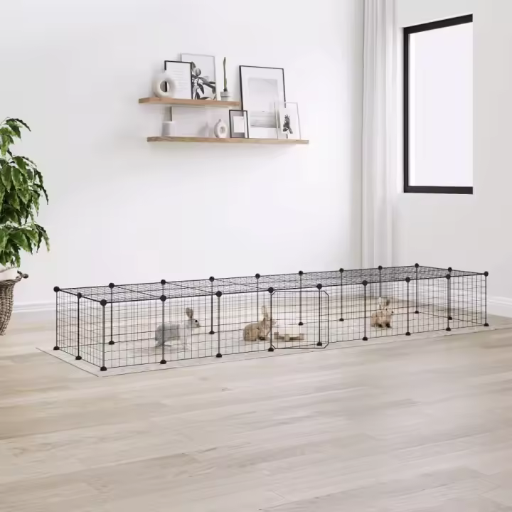 vidaXL Jaula para mascotas de 36 paneles puerta acero negro 35x35 cm - 1