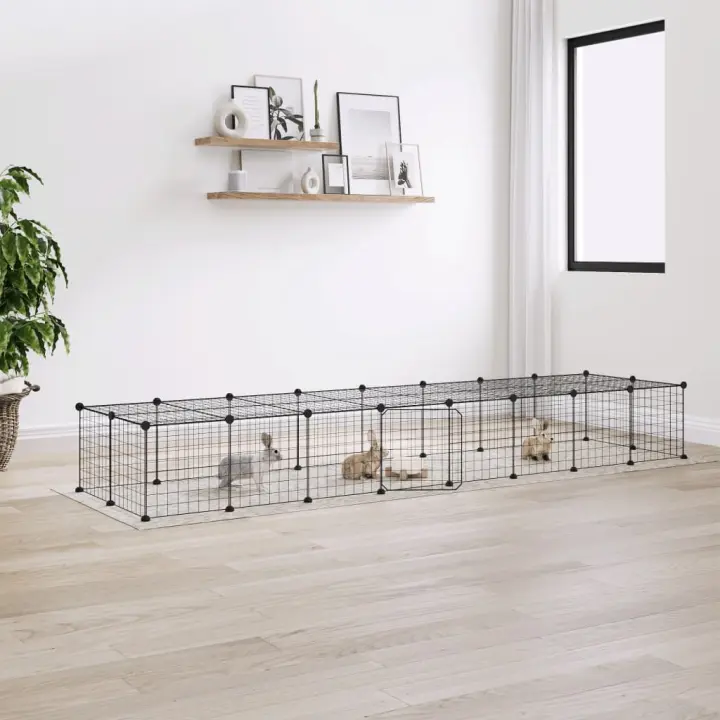 vidaXL Jaula para mascotas de 36 paneles puerta acero negro 35x35 cm - 1