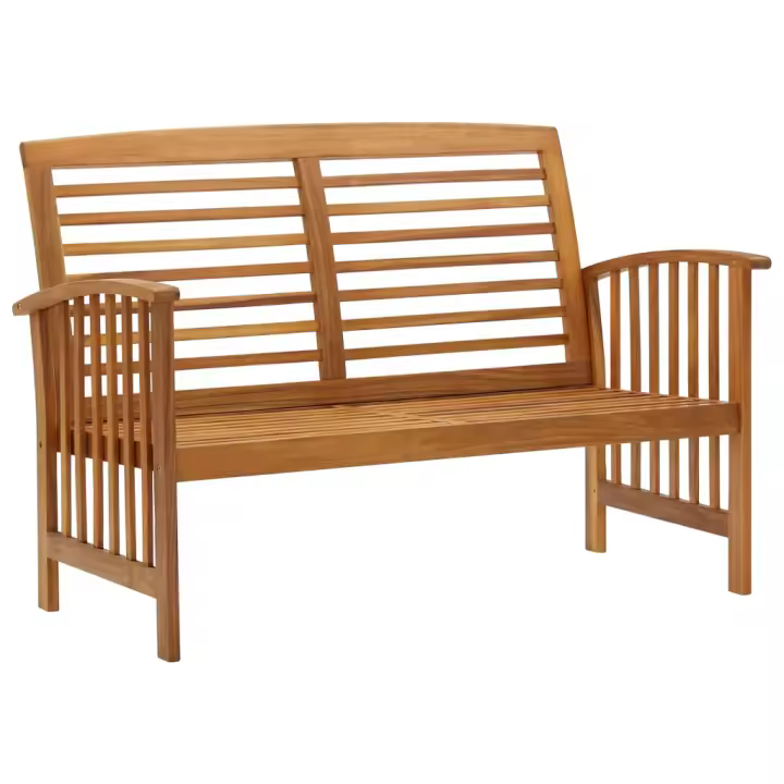 vidaXL Banco de jardín con cojines 119 cm madera maciza de acacia en color Negro y gris oscuro/Marrón y blanco/Marrón | acolchados duraderos para sofás de jardín terraza exterior - 1