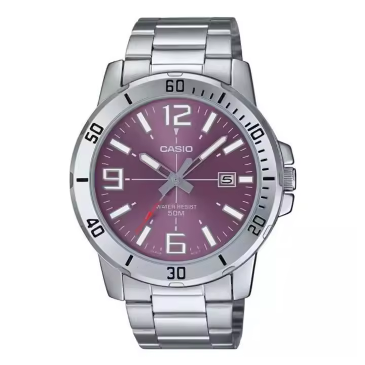 reloj deportivo hombre Casio MTP-VD01D-6B 45mm 50m WR correa de acero - 1