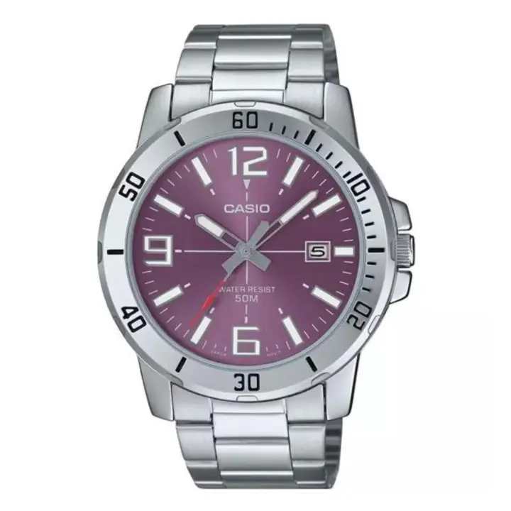 reloj deportivo hombre Casio MTP-VD01D-6B 45mm 50m WR correa de acero - 1