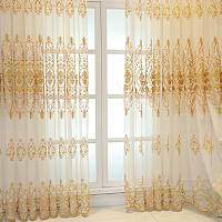 Cortina Europea De Encaje Transparente Con Patrón Geométrico Y Flores Para Decoración Del Hogar 1 Panel Con Bolso De Tubería - details 8