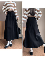 Falda Larga De Corduroy Elegante Para Invierno A-Line Con Cintura Empirica Y Cinturón Amplio Estilo Coreano Moda Feminina - details 16