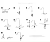 Grifo mezclador para fregadero de cocina con rociador extraíble, con 2 modos de agua corriente y rociado, agua caliente y fría - details 6