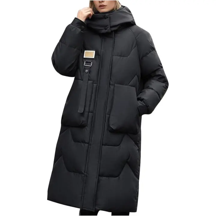 Abrigo de Algodón con capucha extrable para Mujer, Nuevo Mode de Invierno, Longitudinal Media, hasta la rodilla, Gruese, 2024 chaqueta de ropa de Mujer - 1