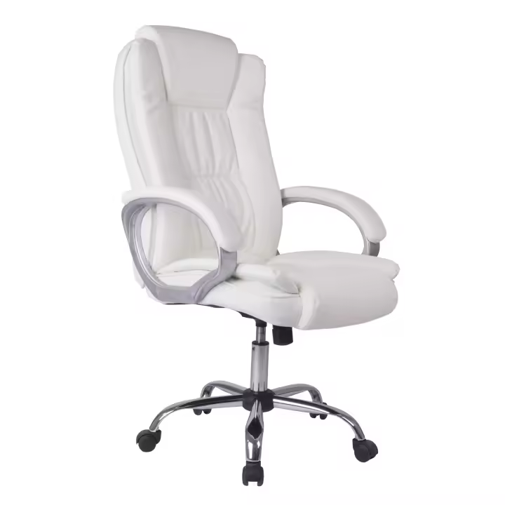 VS Venta-Stock Venta-Stock Sillón de Oficina Karen Elevable y Reclinable en Piel Sintética Blanco - Ajuste Milimétrico de Altura - 1
