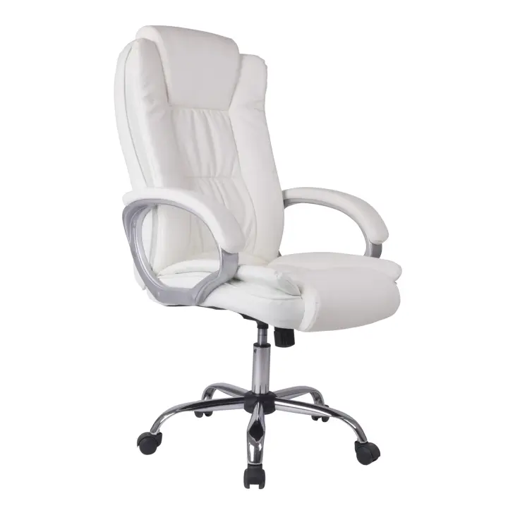 VS Venta-Stock Venta-Stock Sillón de Oficina Karen Elevable y Reclinable en Piel Sintética Blanco - Ajuste Milimétrico de Altura - 1