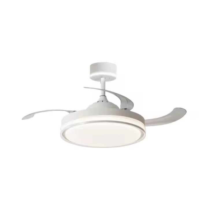 NARVI Ventilador de techo blanco con precioso cabezal luminoso,  3 aspas, Motor DC 30W  ,LED 45W x2,  Luz Regulable en intensidad y color. Con Memoria y Mando a distancia. REF. LOVANIA 1576 CABEZAL - 1