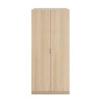 Meimon Armario ropero 2 puertas con barra extraíble de aluminio y estante fijo interior, tirador de aluminio, bisagras metálicas, acabado en roble, melamina TIPO E1, 180x81,5x52 cm, capacidad total 45 kg, con tacos ABS y trasera en MDF blanco - details 1