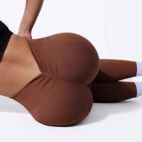 Pantalones De Yoga De Color Sólido Con Cintura Alta En V Y Costuras Sin Marcas Para Mujer Leggings De Gimnasio Y Correr Con Estiramiento Alto Tejidos En Ribete - details 9