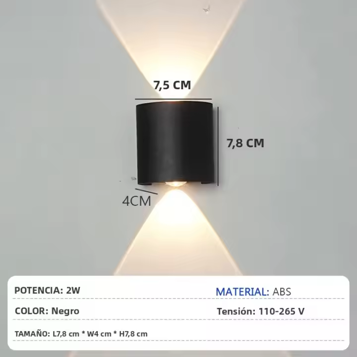 Luz De Pared LED Iluminada Hacia Arriba Y Abajo Impermeable Para Interior Y Exterior Iluminación Para Dormitorio Sala De Estar Pasillo - 1