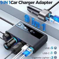 Adaptador De Cargador Para Coche 154W 9-en-1 QC3.0 PD USB 3 Enchufe Del Cigarrillo Divisor Con Interruptores Independientes Salida DC - details 2