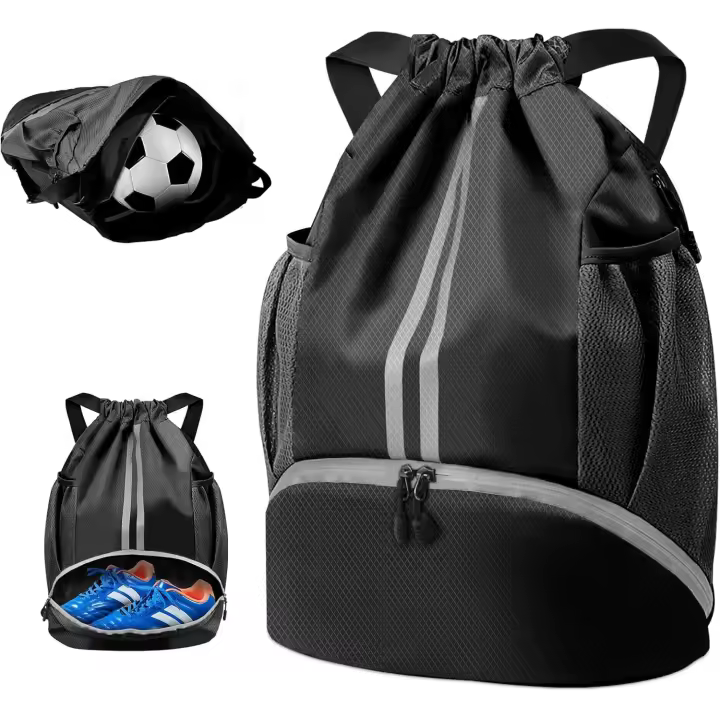 Unisex Drawstring Backpack, Waterproof Gym Bag, Large Oxford PE Bag, Students School Bag, Durable Sports Ball Bag, with Shoe Bag - 1