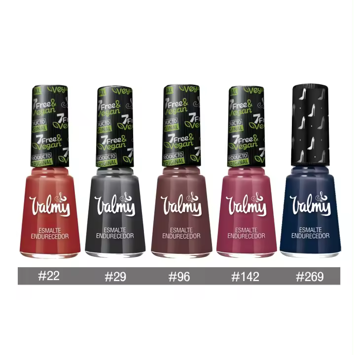 VALMY Esmalte de Uñas Normal - Pack 5 Pintauñas, Secado Rápido, Brillo y Duración 7 Días, Colección Friday Night (escándalo #22; Negro #29; Vinotinto #96; Enigma #142; Color Drama #269), 14ml - 1