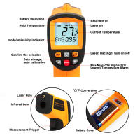 Termómetro Infrarrojo RZ No Contacto Medidor De Temperatura Digital LCD Manómetro Laser Pyrometer Para Uso Industrial Y Exterior - details 1