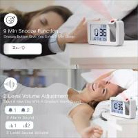 Reloj De Alarma Digital Proyectable Recargable LED USB Para Oficina Y Dormitorio Estilo Moderno Con Calendario Para Mesita De Noche - details 5