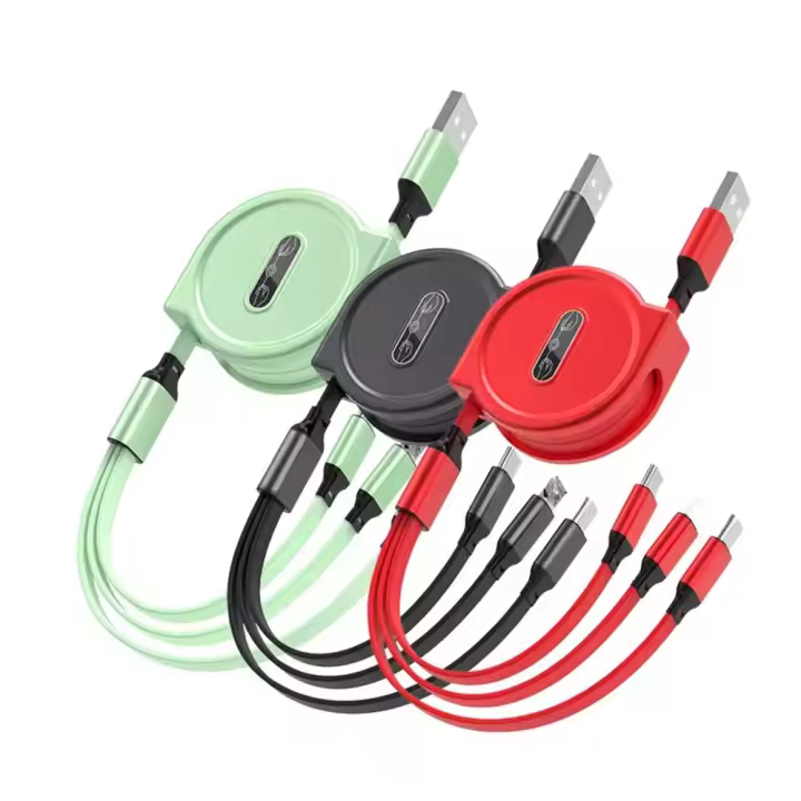 Cable De Datos Para Móvil NNBILI 2024 Nuevo Retráctil Carga Rápida Para Android Tipo-C Apple Xiaomi Samsung Tejido Tres En Uno - 1
