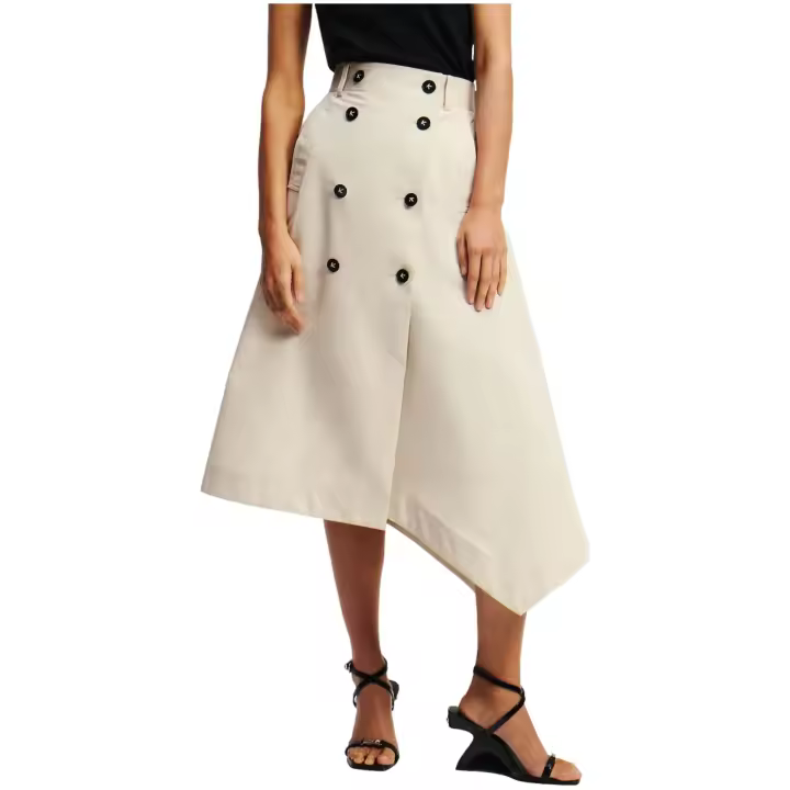 Falda KARL LAGERFELD de Gabardina de Corte Asimétrico con Botones Color Beige - 1