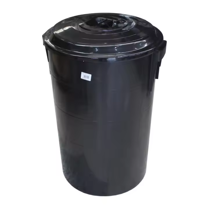 Cubo basura con tapa 120 l negro - 1